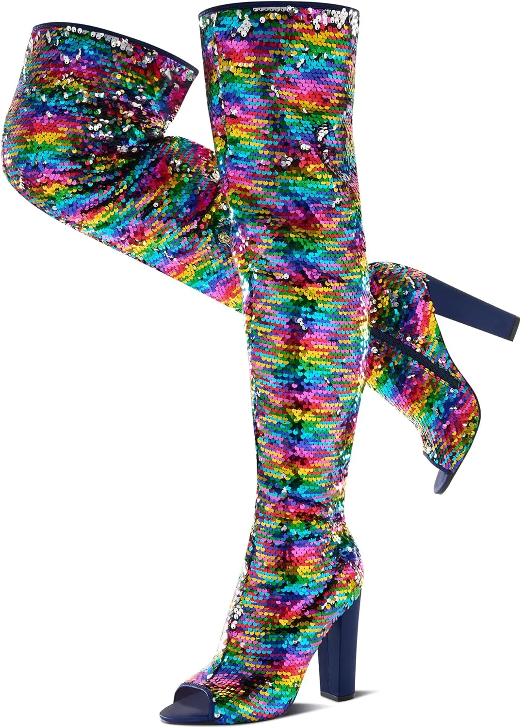 Sparkling Mermaid Sequin Thigh High Over The Knee Boots