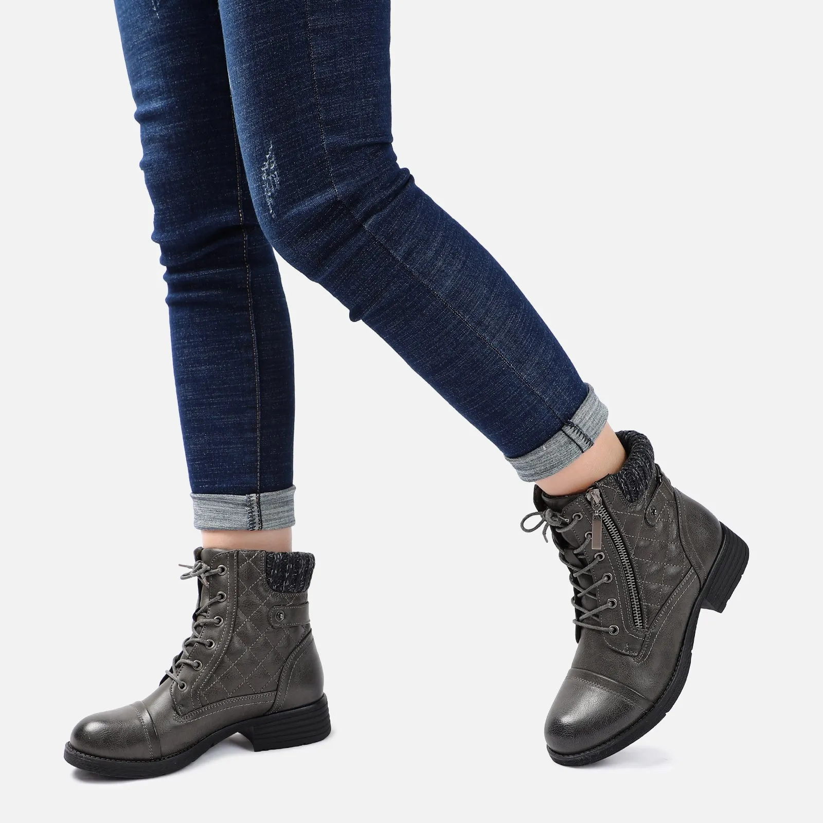 STQ Women's Combat Ankle Boots