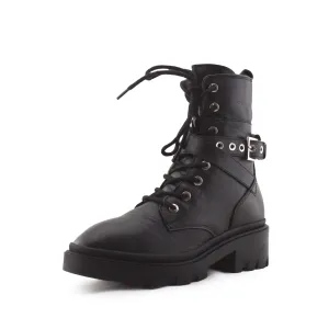 Stradivarius Buckle Straps Laces Combat Ankle Boots | 100% Authentic Leather