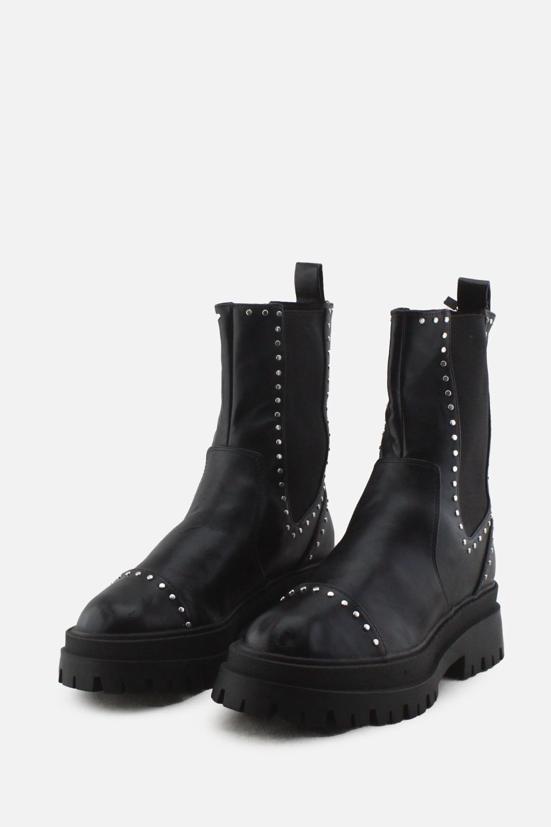 Stradivarius Stretchable Combat Ankle Boots |100% Authentic Leather