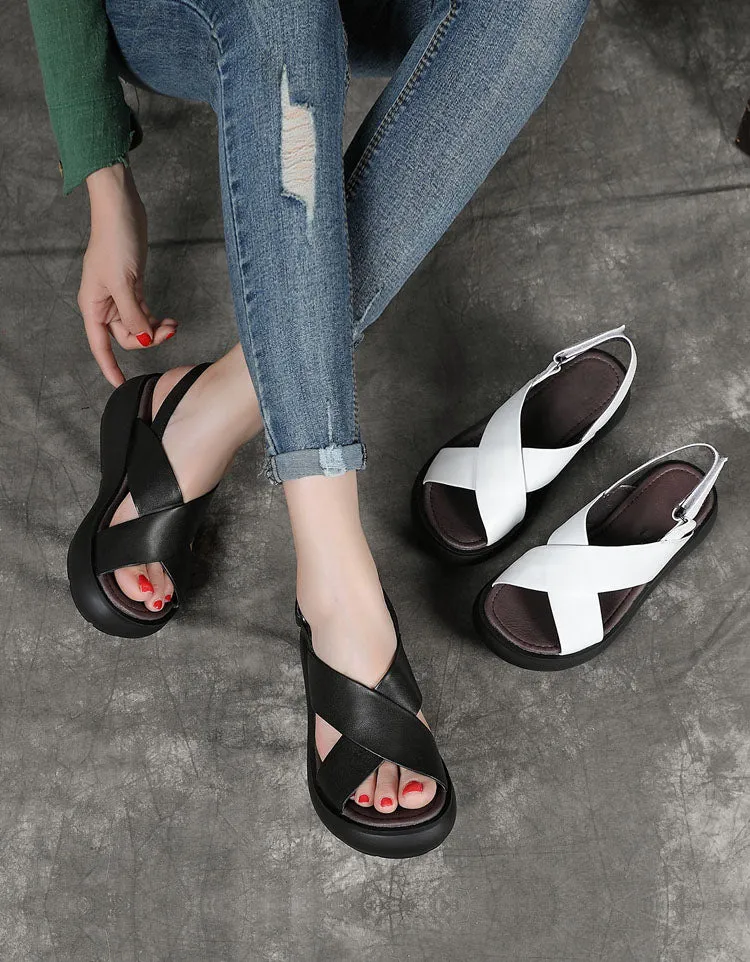 Summer Fish-Toe Cross Strap Wedge Sandals