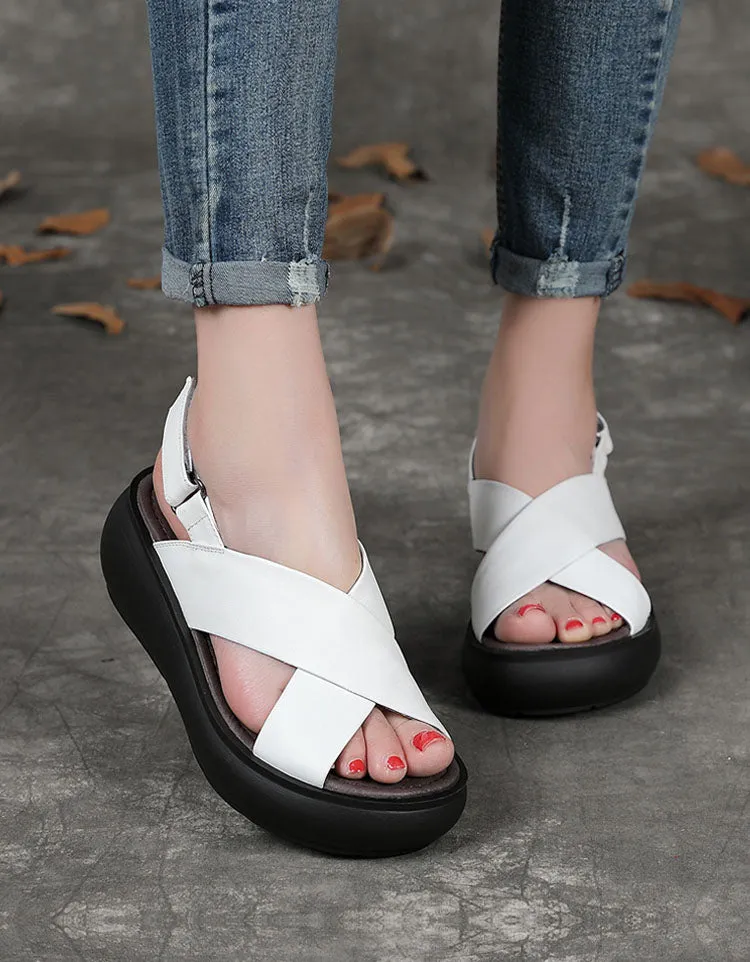 Summer Fish-Toe Cross Strap Wedge Sandals