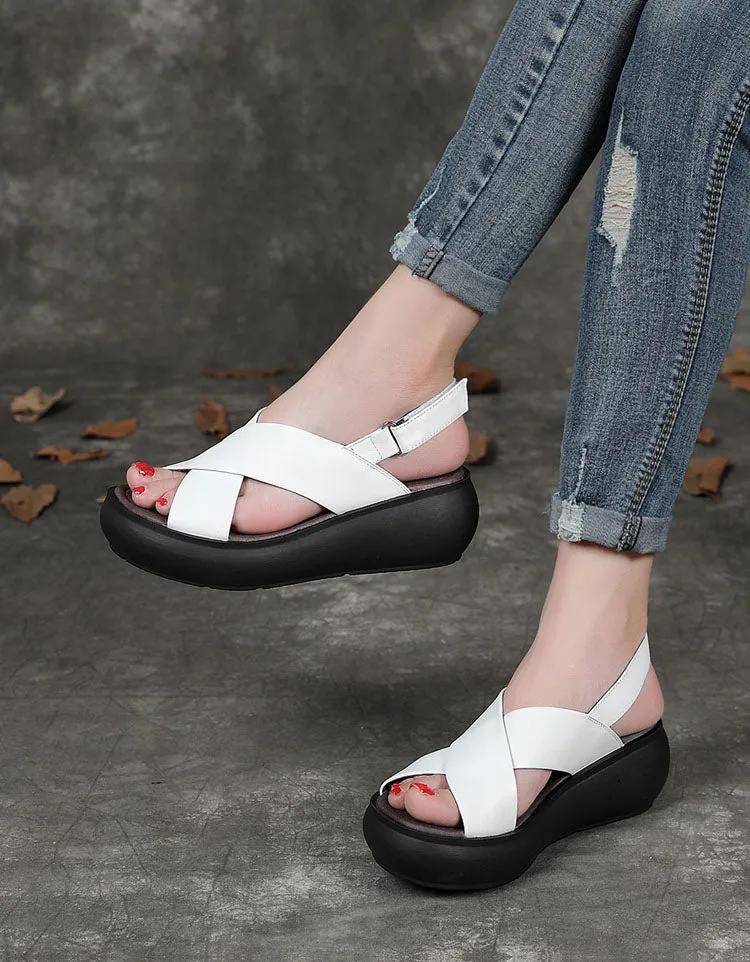 Summer Fish-Toe Cross Strap Wedge Sandals