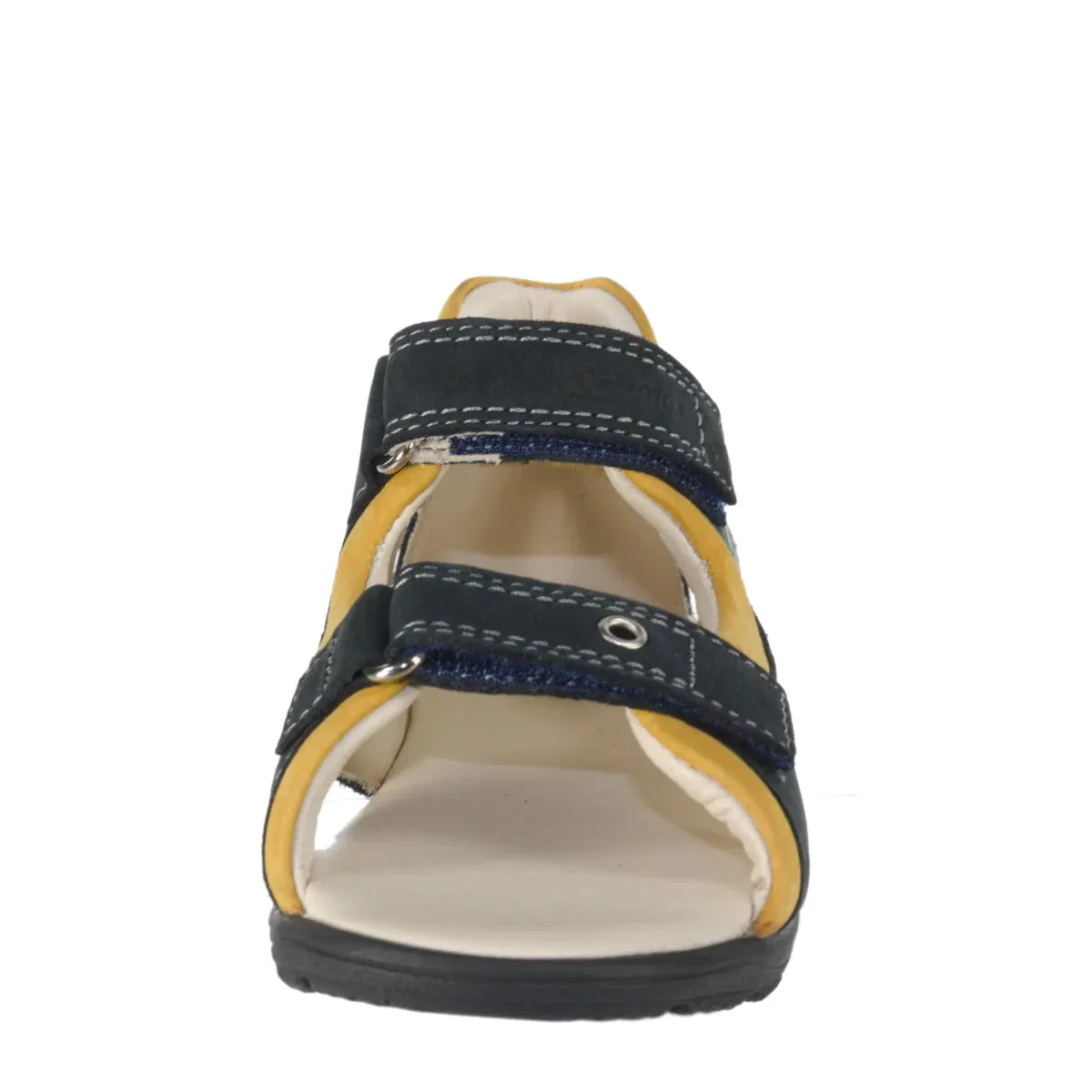 Szamos Kid Boy Supinated Sandals In Black And Yellow Color And Number Pattern With Double Velcro Strap - Made In Europe