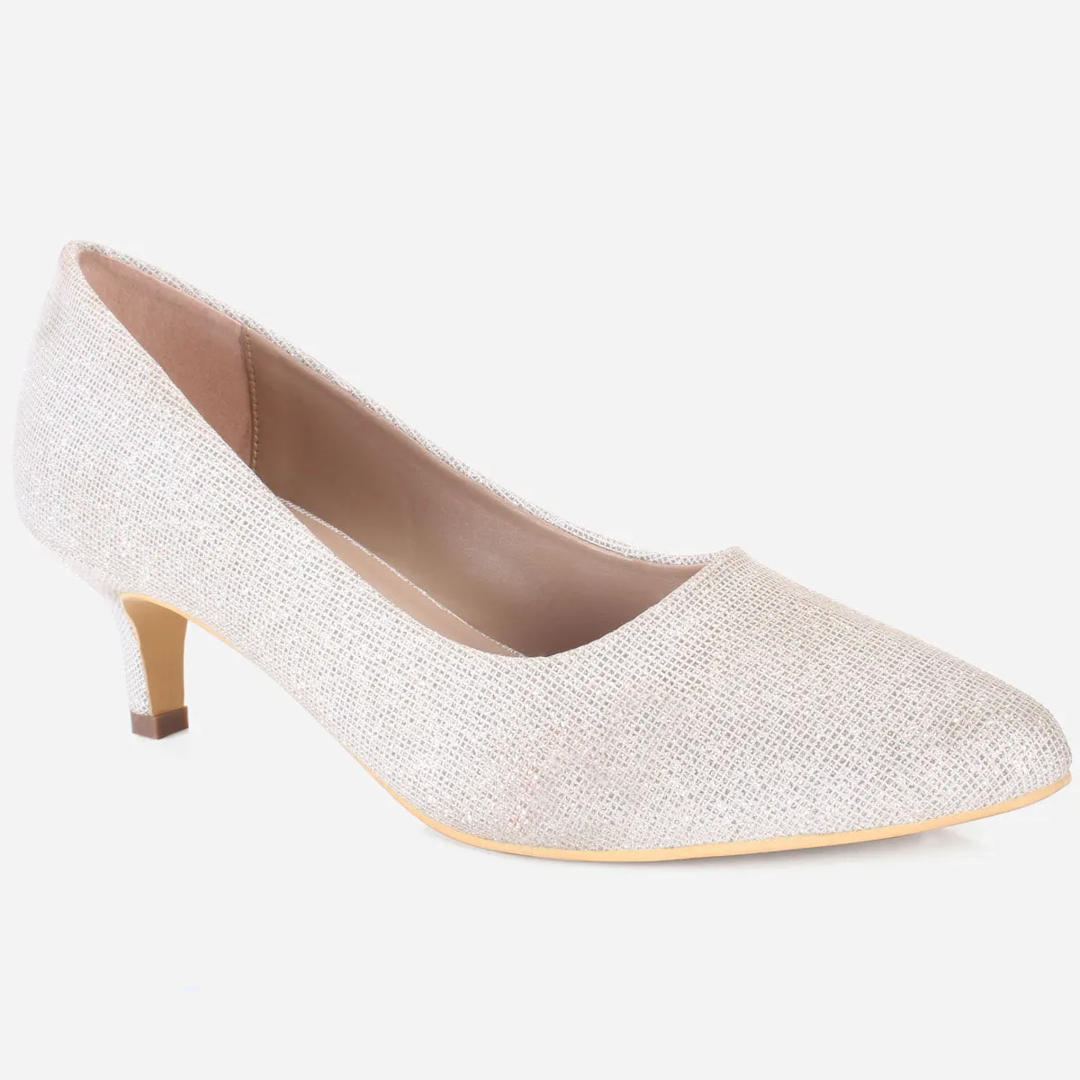 T Womens "HARUKO" Almond Toe Glitter Court Shoes