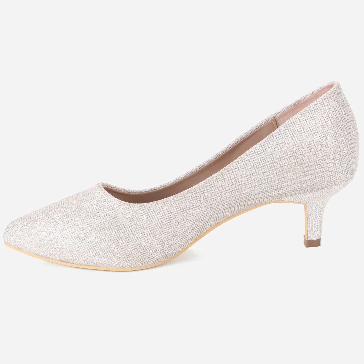 T Womens "HARUKO" Almond Toe Glitter Court Shoes