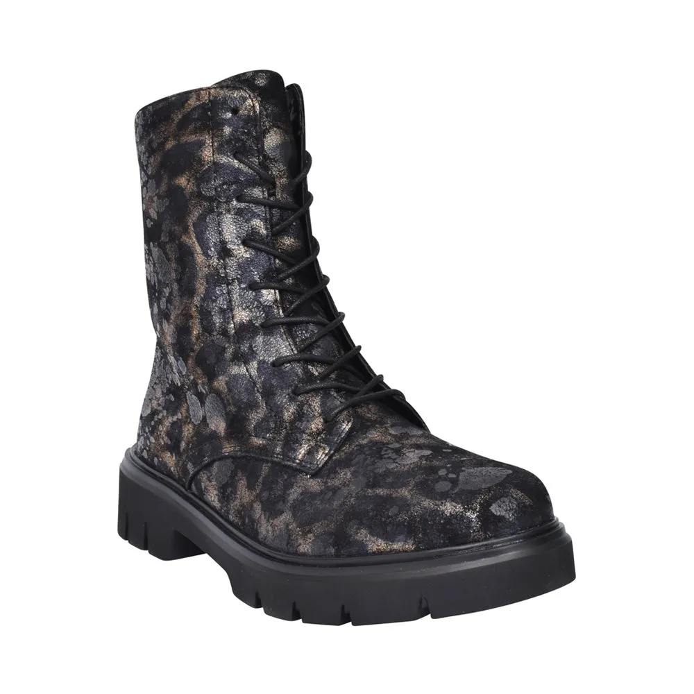 Tawny Black Leopard Print Ankle Boots