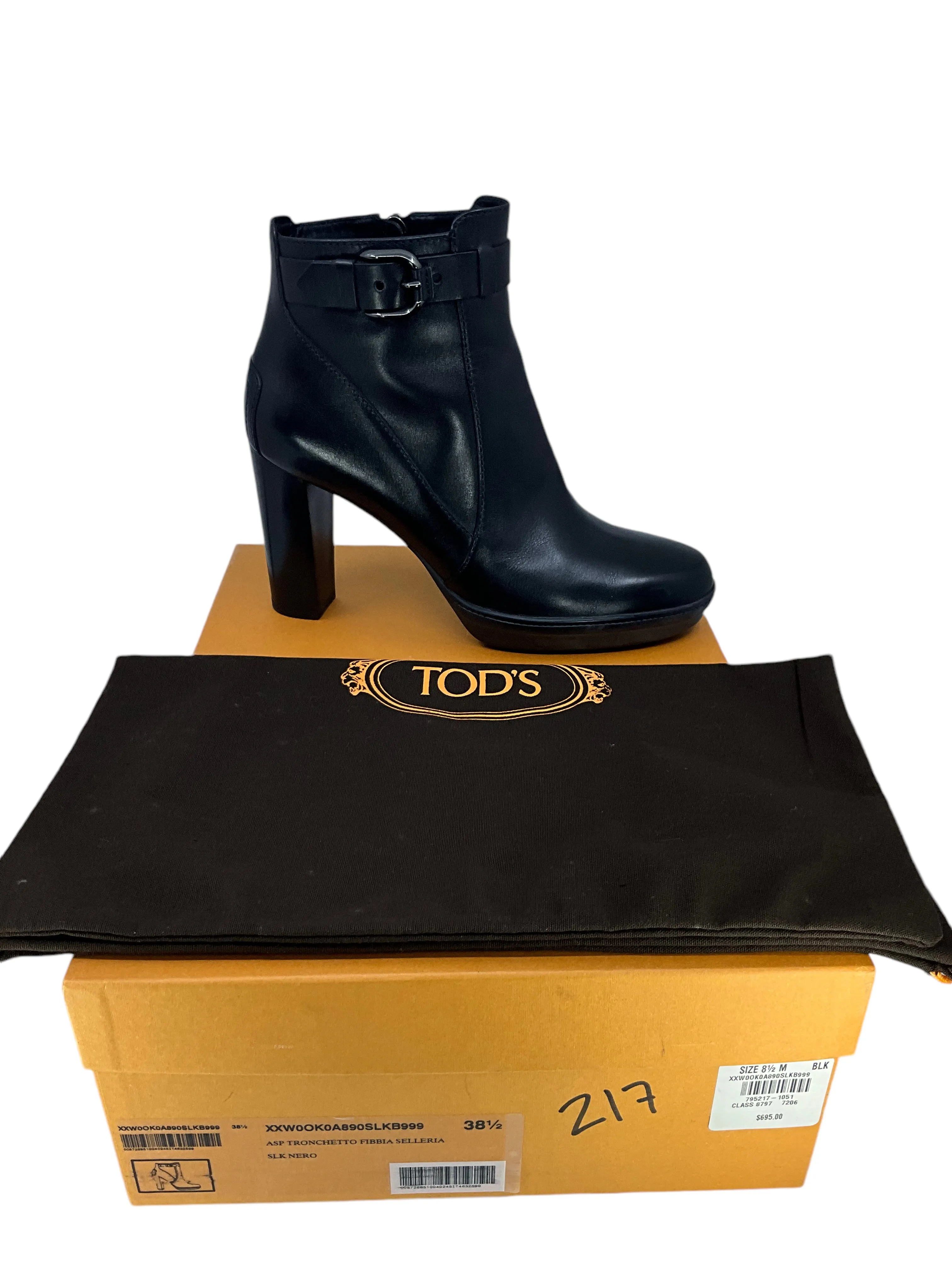 TOD'S Buckle-Detailed Leather Ankle Boots Size 8.5