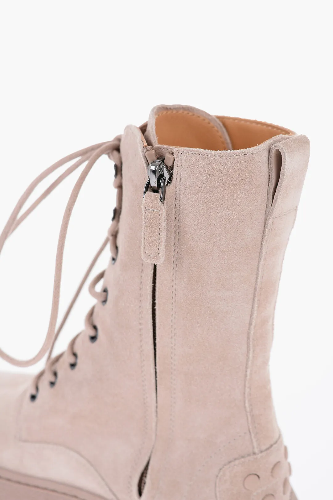 Tod's Suede Combat Boots with Side Zip