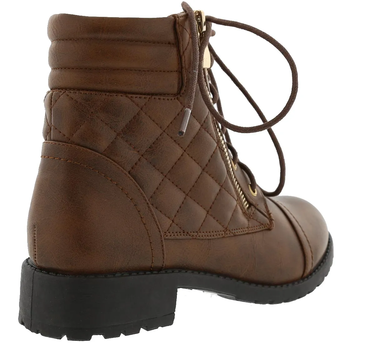 Top Moda Women's Quilted Military Combat Hiking Boot