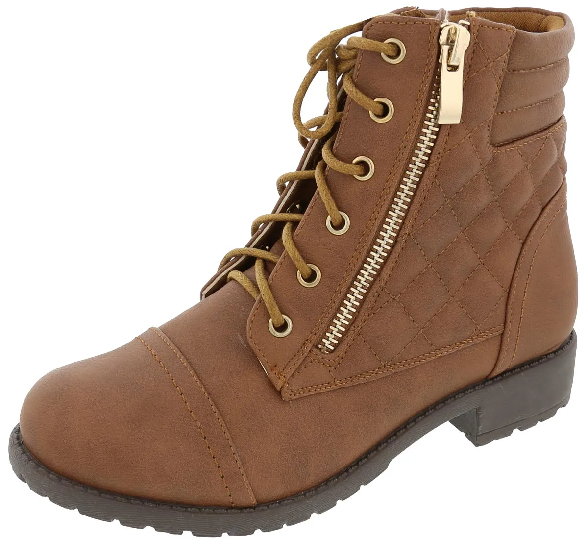 Top Moda Women's Quilted Military Combat Hiking Boot