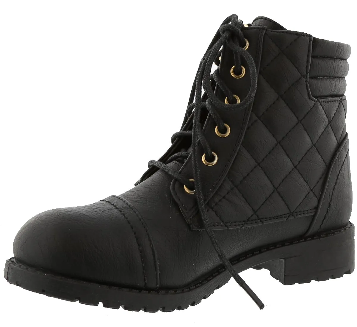 Top Moda Women's Quilted Military Combat Hiking Boot