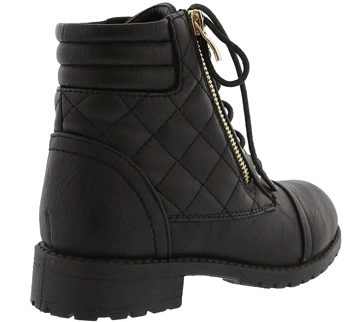 Top Moda Women's Quilted Military Combat Hiking Boot