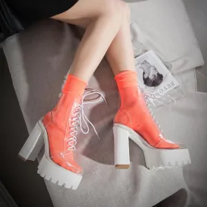 Transparent High-heeled Platform Boots