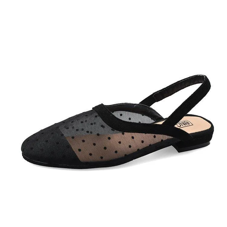 Transparent Open Heel Black Polka Dot Sandals