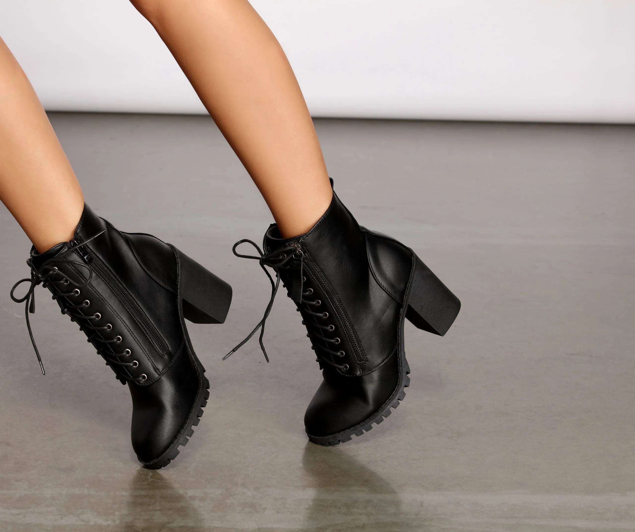 Trendy Moves Lace-Up Combat Booties