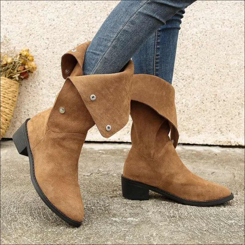 Trendy Unique Mid-calf Faux Suede Boots for Effortless Style