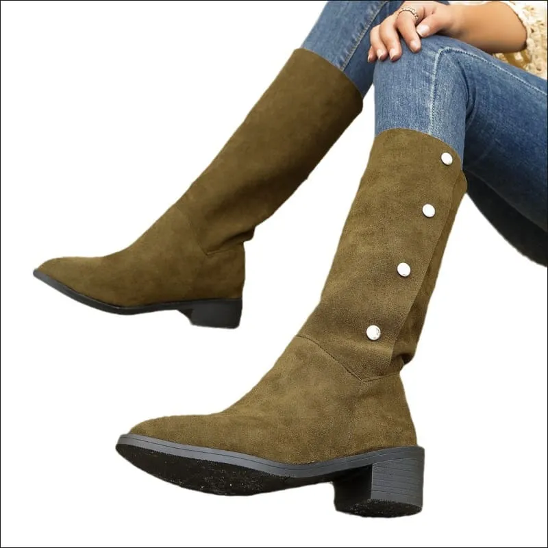 Trendy Unique Mid-calf Faux Suede Boots for Effortless Style