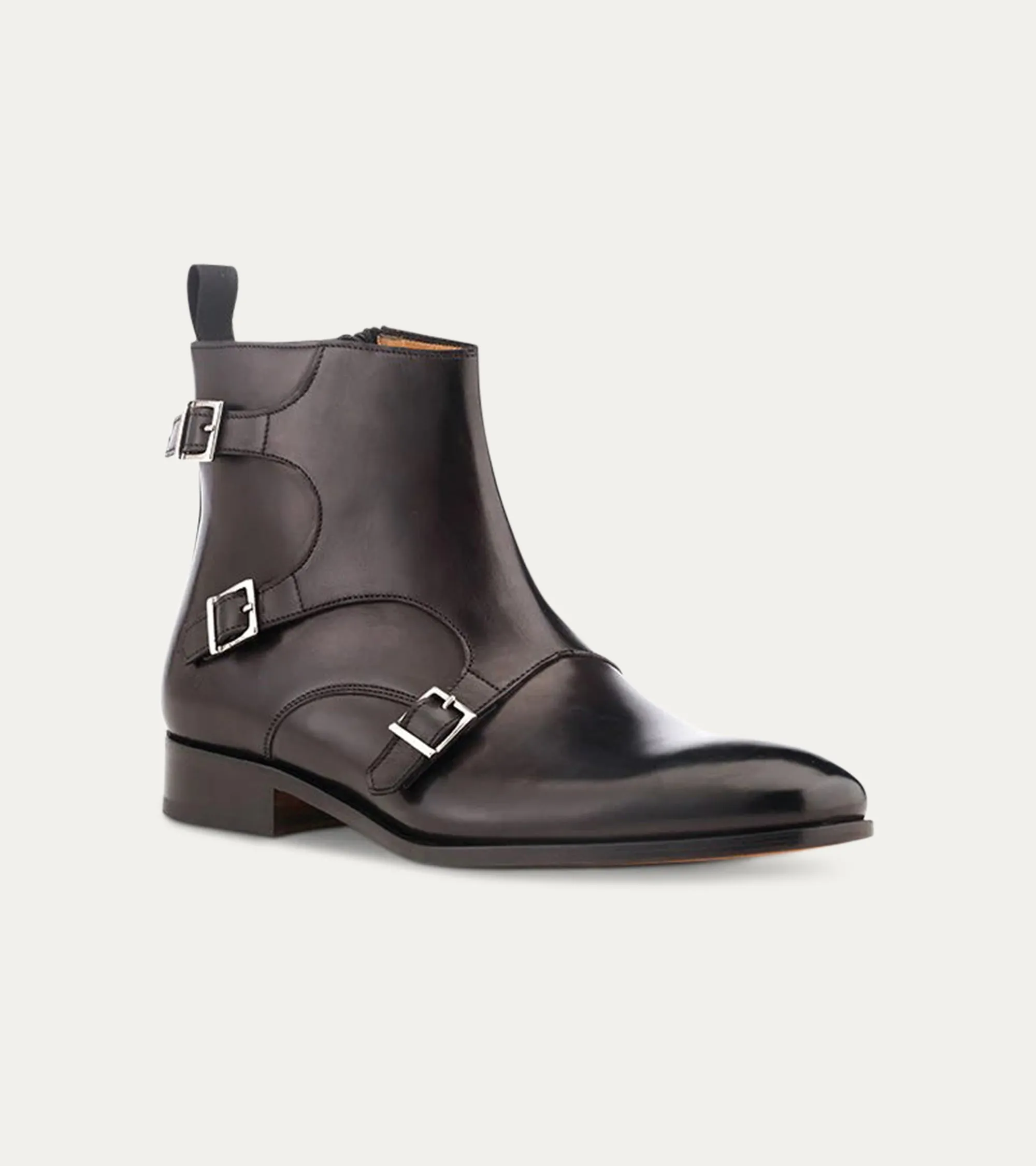 Tristan Triple Monkstrap Boot in Black