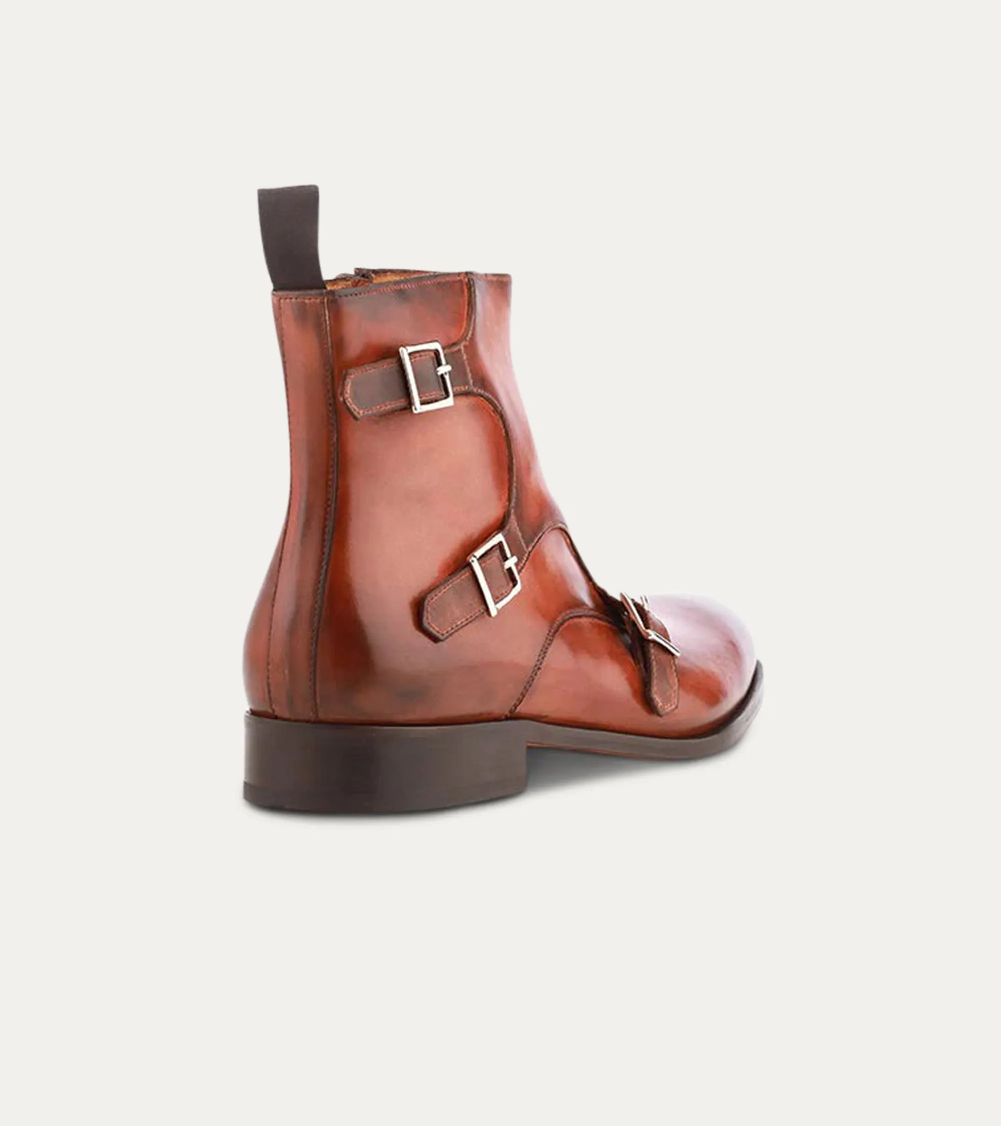 Tristan Triple Monkstrap Boot in Cognac Nicol