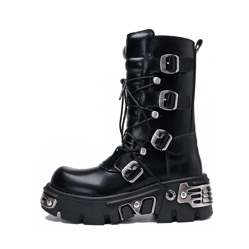 Unisex Retro Steampunk Cargo Rock High Leg Punk Boots for Every Occasion