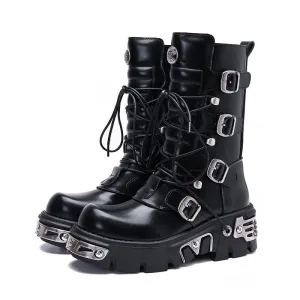 Unisex Retro Steampunk Cargo Rock High Leg Punk Boots for Every Occasion