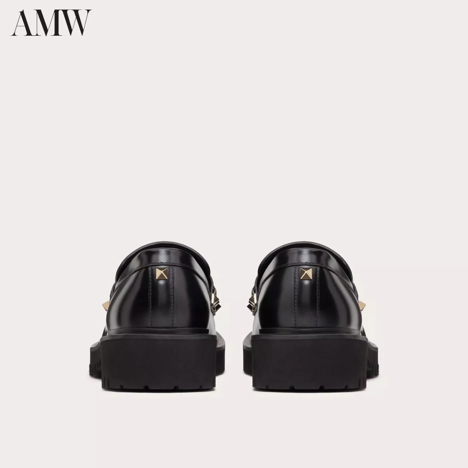 VALENTINO Leather Rockstud Loafers with Logo Detail