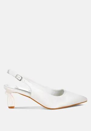 Vinca Satin Pointed Toe Slingbacks