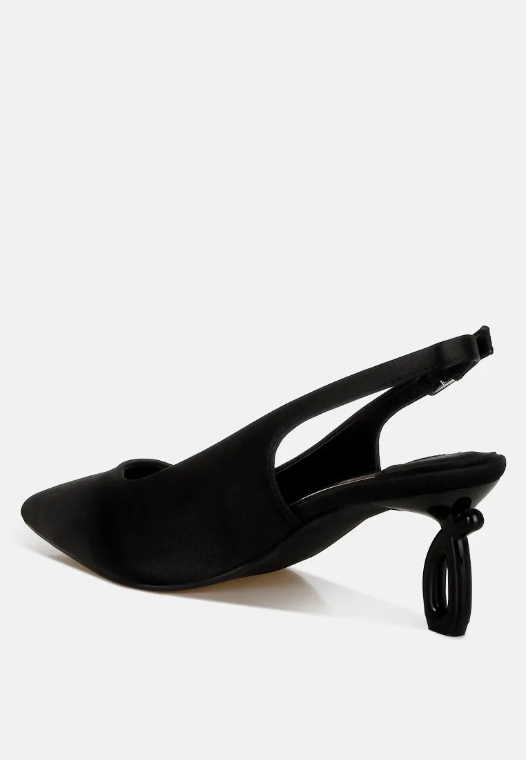 Vinca Satin Pointed Toe Slingbacks