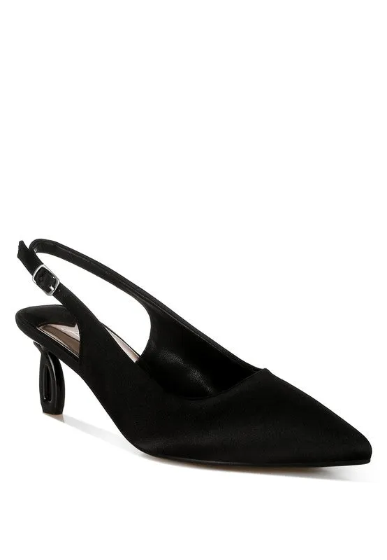 Vinca Satin Pointed Toe Slingbacks