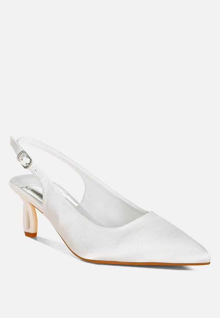 Vinca Satin Pointed Toe Slingbacks