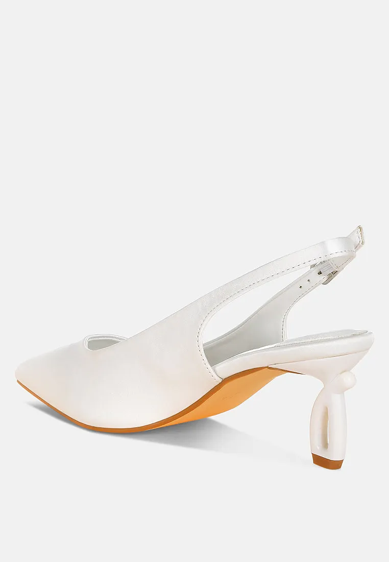 Vinca Satin Pointed Toe Slingbacks