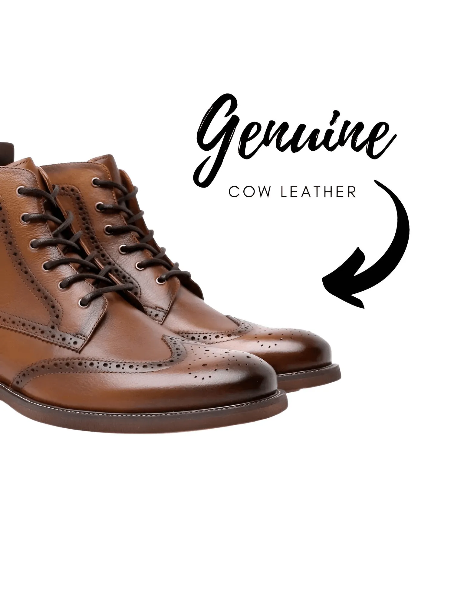 Vintage Brogue Genuine Leather Ankle Boots For Men