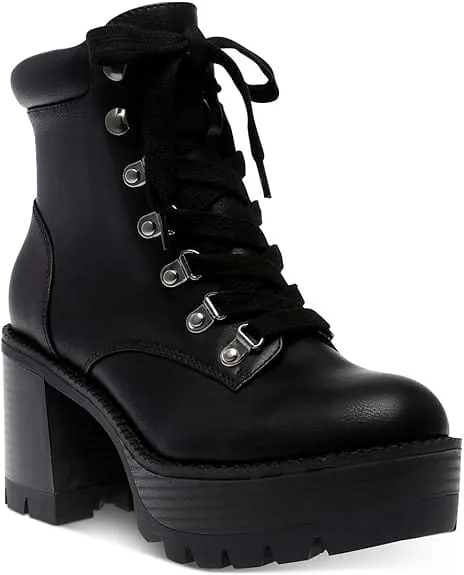 WILD PAIR - Maurenne Faux Leather Ankle Combat & Lace-up Boots