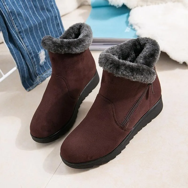 Women's Ankle Winter Snow Boots Warm Fur Shoes