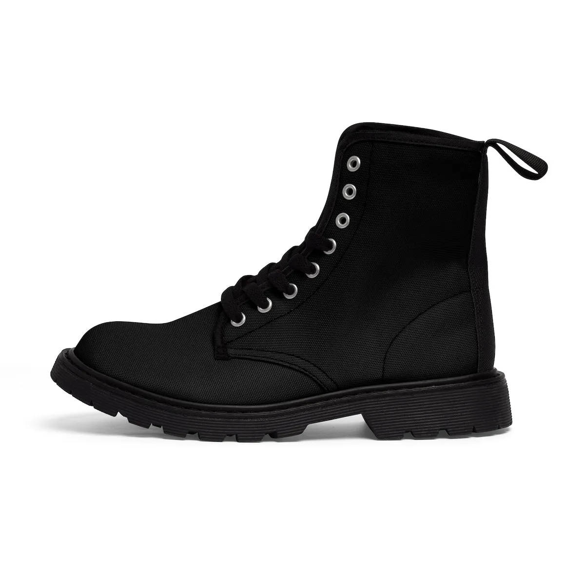 Women's Black Winter Boots, Classic Solid Color Designer Winter Lace-up Toe Cap Boots (US Size: 6.5-11)