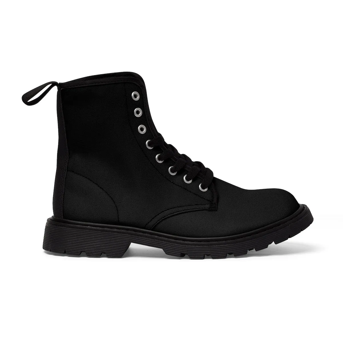 Women's Black Winter Boots, Classic Solid Color Designer Winter Lace-up Toe Cap Boots (US Size: 6.5-11)