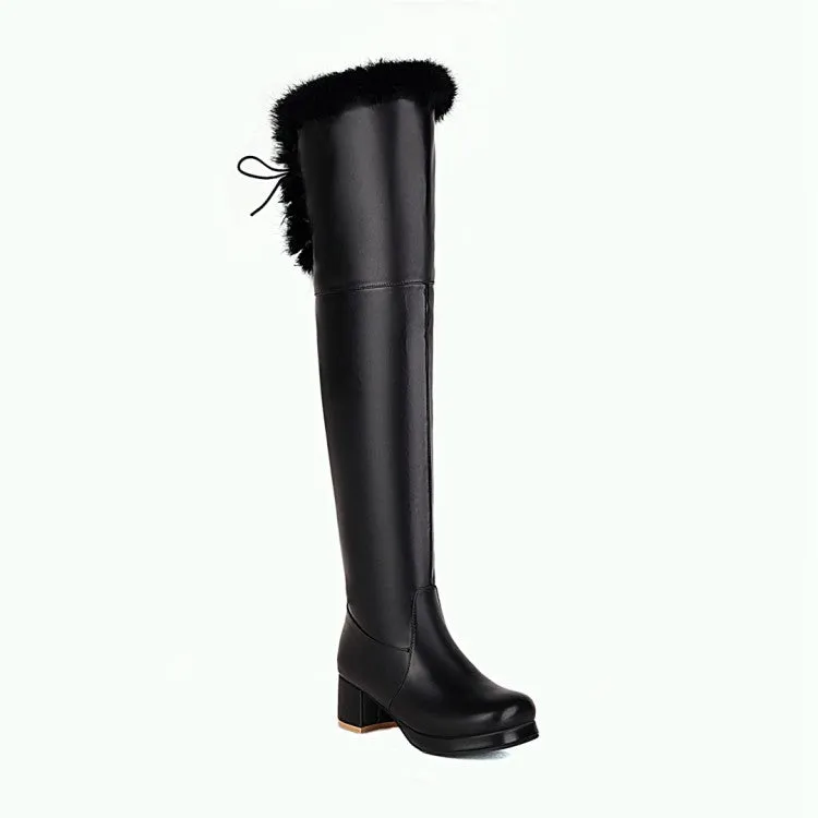 Womens' Block Heels Over the Knee Snow Boots