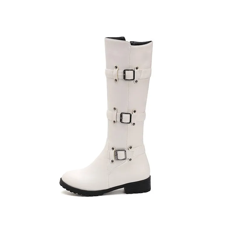 Women's Buckle High Heel Knee High Boots