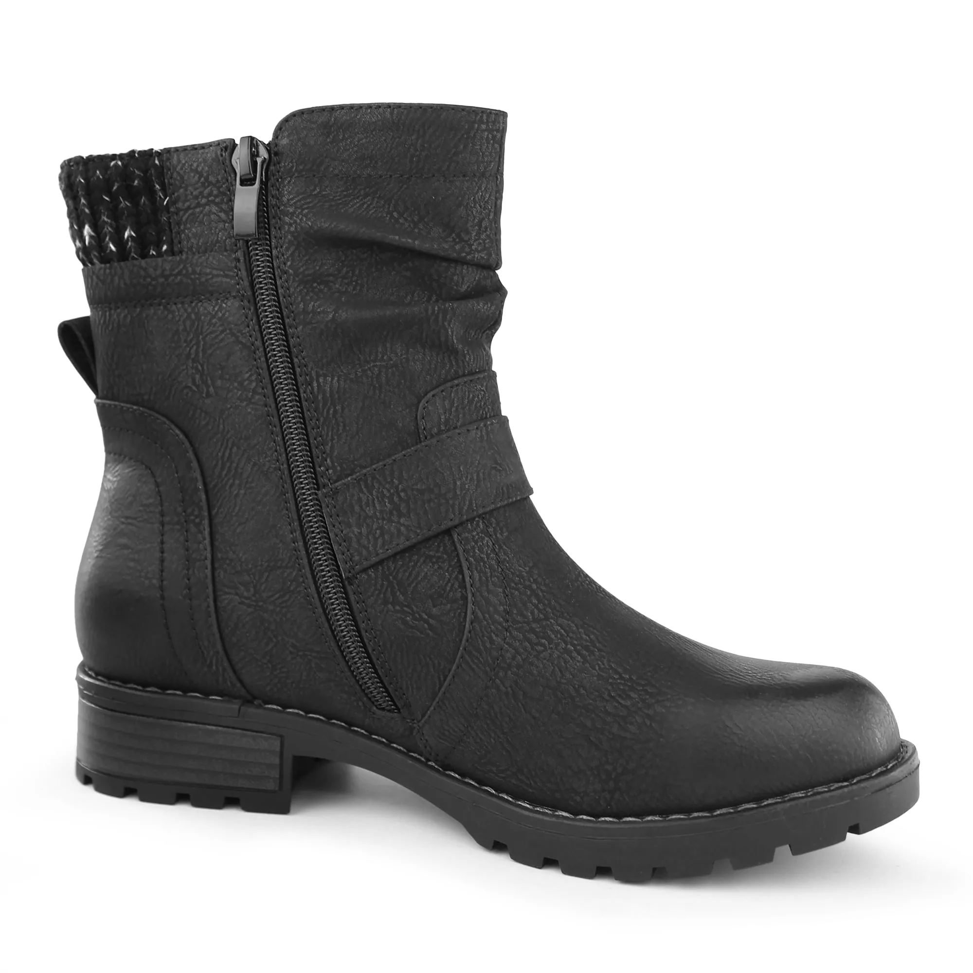 Women's Combat Boots Fashion Side Zipper Buckle Ankle Booties