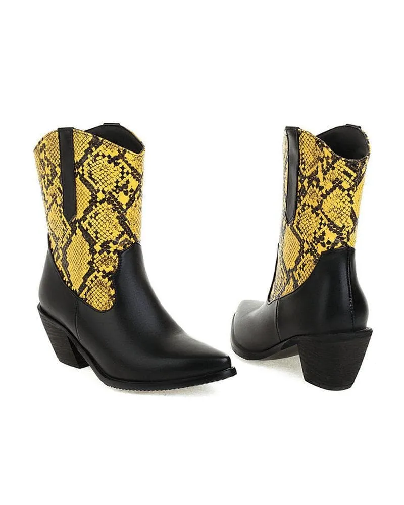 Women's Fashion Animal Print Pointed Toe Boots