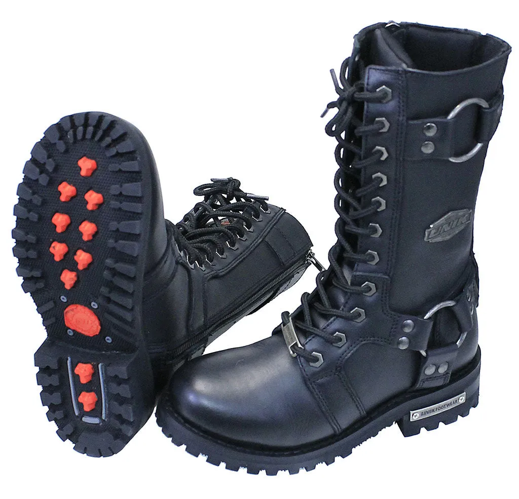 Women's Inside Zipper Lace Up Ring Motorcycle Boots #BL12004HZK