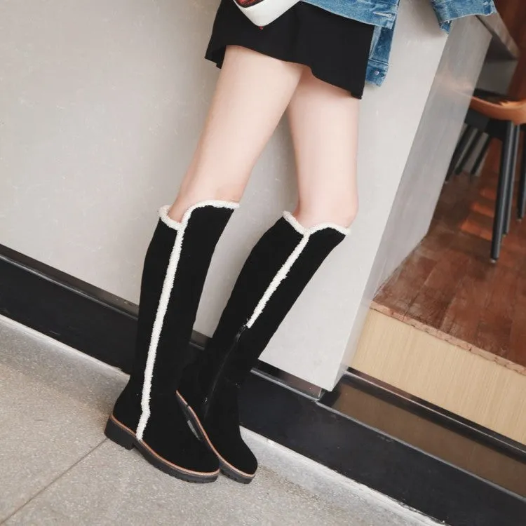 Womens' Low Heels Knee High Snow Boots