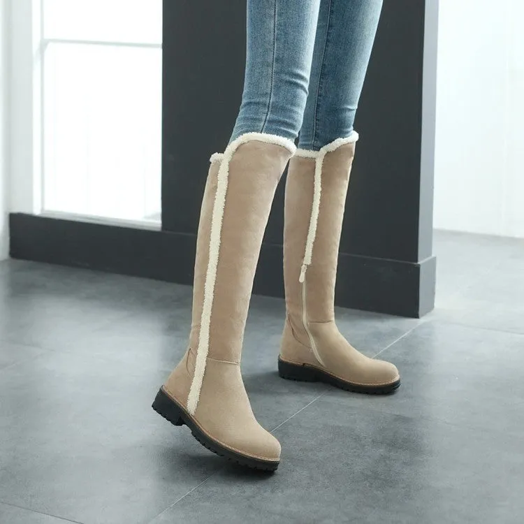 Womens' Low Heels Knee High Snow Boots