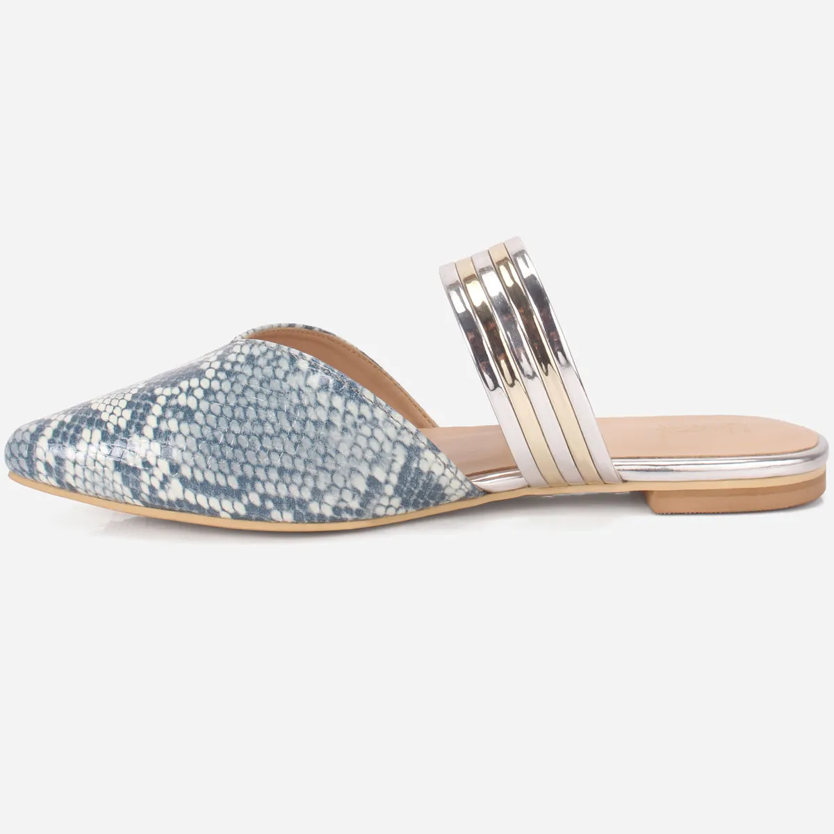 Womens "NISHA" Pointy Slide In Summer Flat Shoes