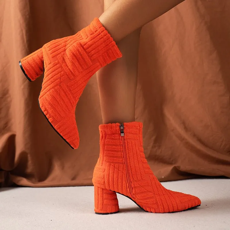 Women's Shoes Pointed Toe Zip High Heel Boots Fashion